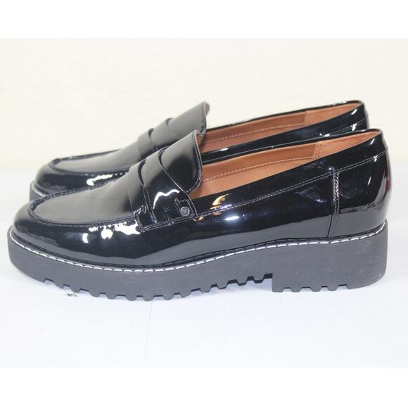 Franco Sarto Cassandra Lug Sole Penny Loafers Black Patent Sz 7 - Picture 1 of 5
